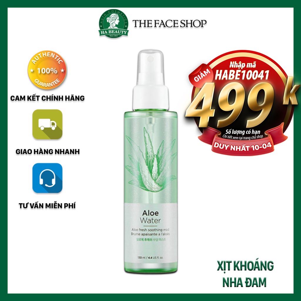 Xịt khoáng dưỡng ẩm da mặt nha đam lô hội cấp ẩm kiềm dầu Hàn Quốc The Face Shop Aloe Fresh Soothing Mist 130ml