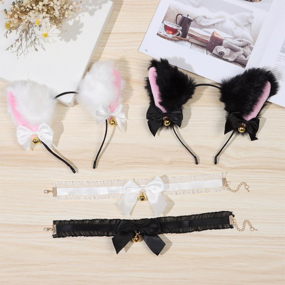 2 Băng Đô Tai Mèo Bông Có Chuông Đáng Yêu