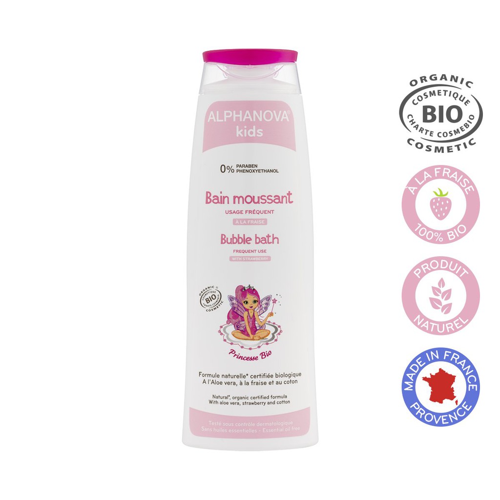 Sữa tắm tạo bọt hữu cơ cho bé gái Alphanova 250ml