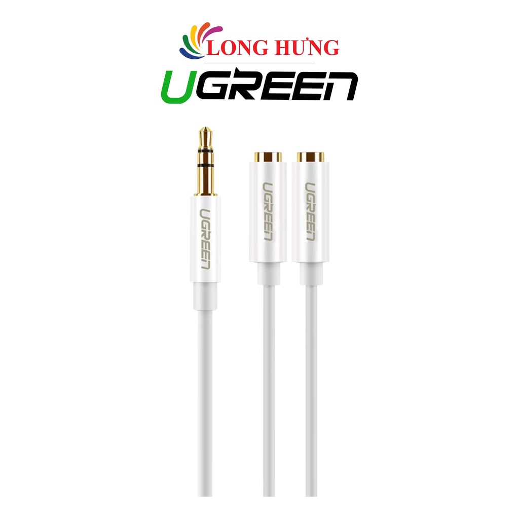Cáp chuyển AV 3.5mm sang 2 đầu tai nghe Ugreen Audio Cable 25cm AV134 - Hàng chính hãng
