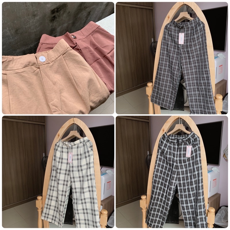 Quần culottes ống rộng freesize có thun lưng