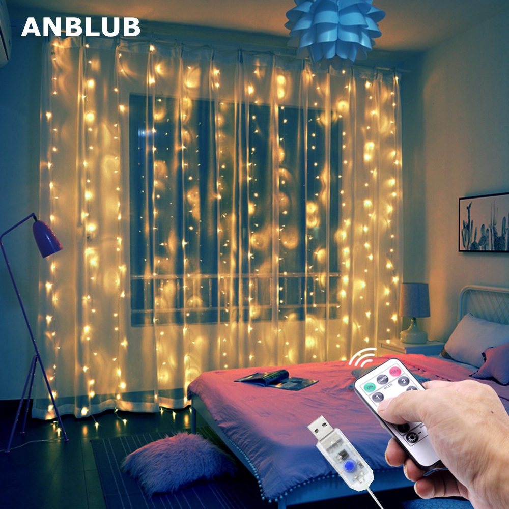 Dây Đèn Led Trang Trí 300 Bóng Chống Thấm Nước Kèm Điều Khiển Từ Xa