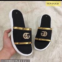 Dép Nam 😍😍Dép lê thời trang nam bản ngang Guci,bản màu đen viền vàng cực teen. Freeship đơn 150k HN