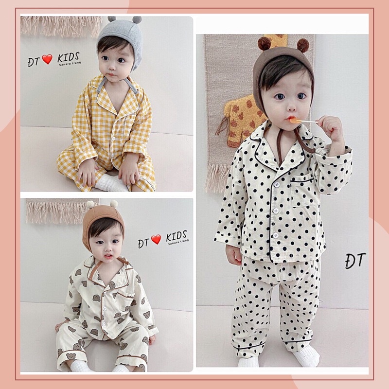 Bộ Pijama xốp đũi cho bé trai và gái từ 7-20kg