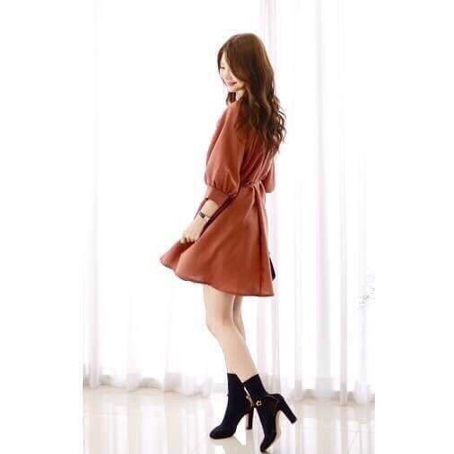 Đầm Nữ thắt eo bo tay chéo thái