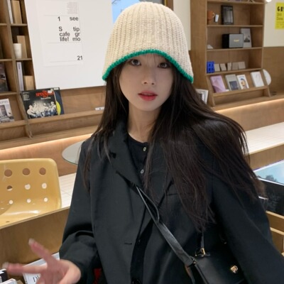Mũ Bucket Len Dệt Kim Thời Trang Thu Đông Phong Cách Nhật Bản Đơn Giản Cho Nữ