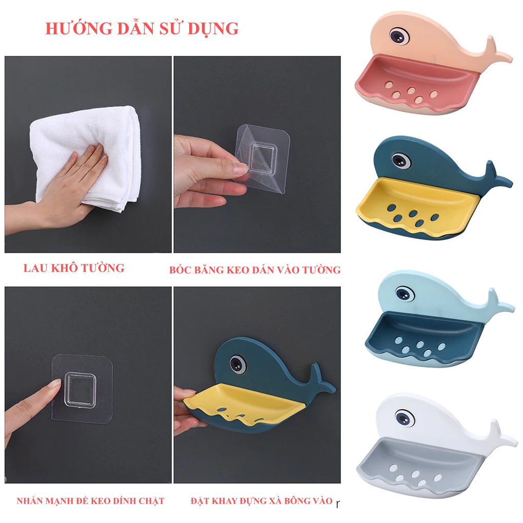 [HCM] Khay đựng xà bông dán tường hình cá heo, khay dán tường đa năng