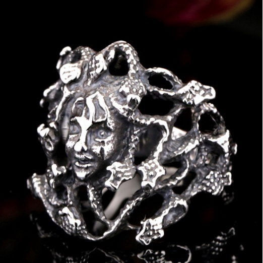 Nhẫn đeo tay mạ bạc khắc hình độc đáo vintage cho nữ