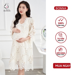  Váy bầu mùa đông BONNA chất vải ren cao cấp với thiết kế phần cổ tay áo và chân váy tỉ mỉ mặc mềm và ấm áp VS248 