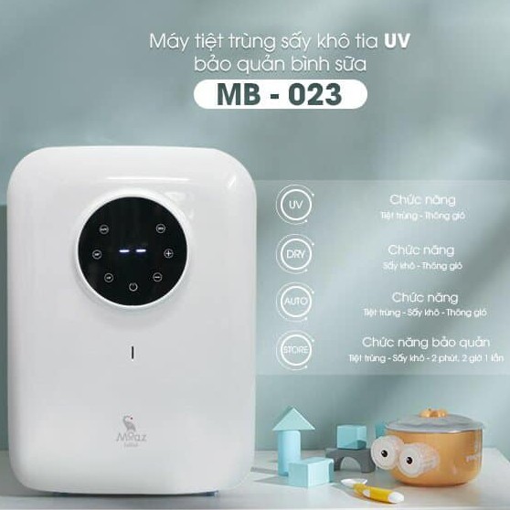 Máy Tiệt Trùng Sấy Khô Tia UV Và Bảo Quản Bình Sữa MOAZ BÉBÉ MB-023 Trang Bị Đèn UV Philips (Bảo Hành 12 Tháng)