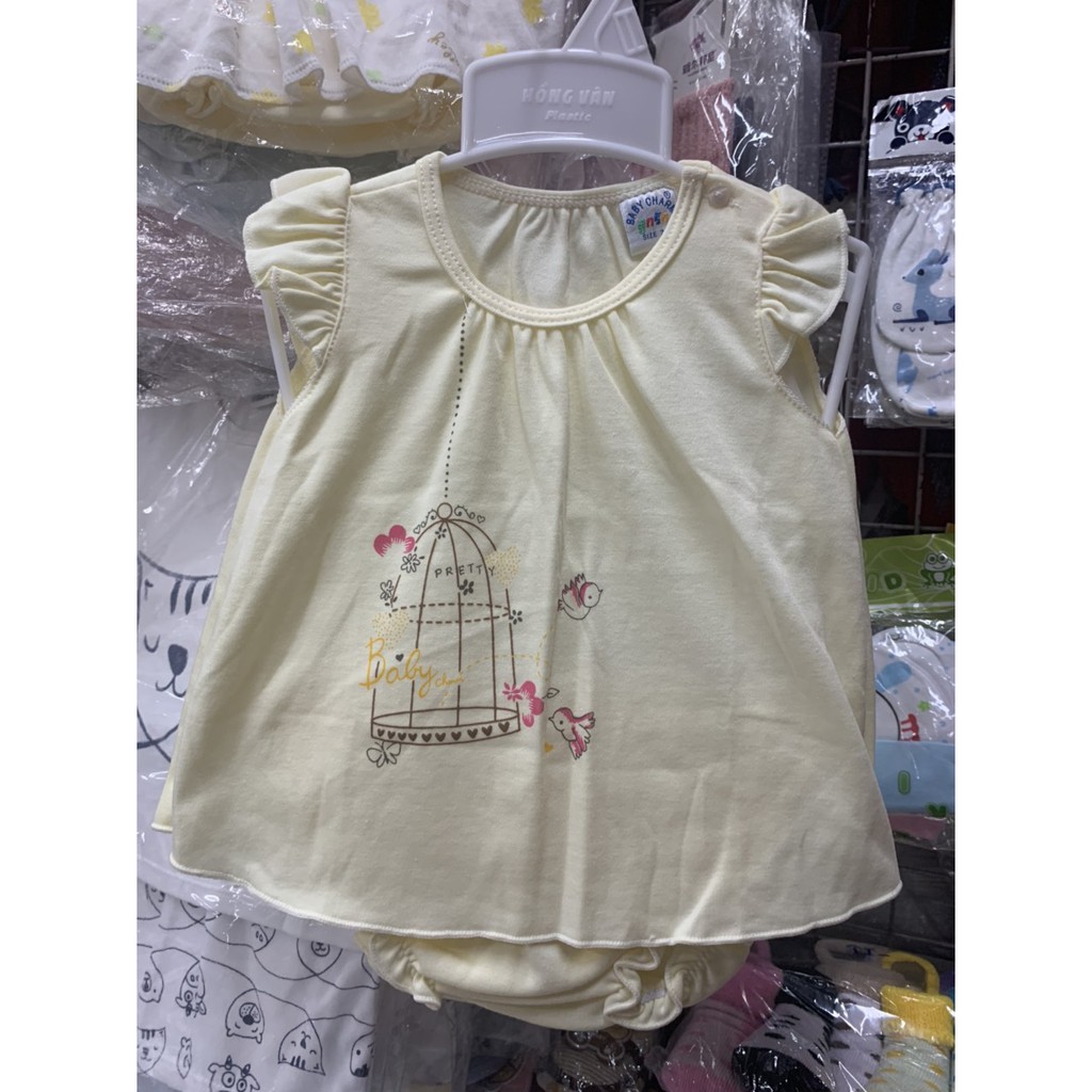Áo đầm thun cotton cho bé từ 0 đến 12 tháng hàng Thailand BaBy Charm