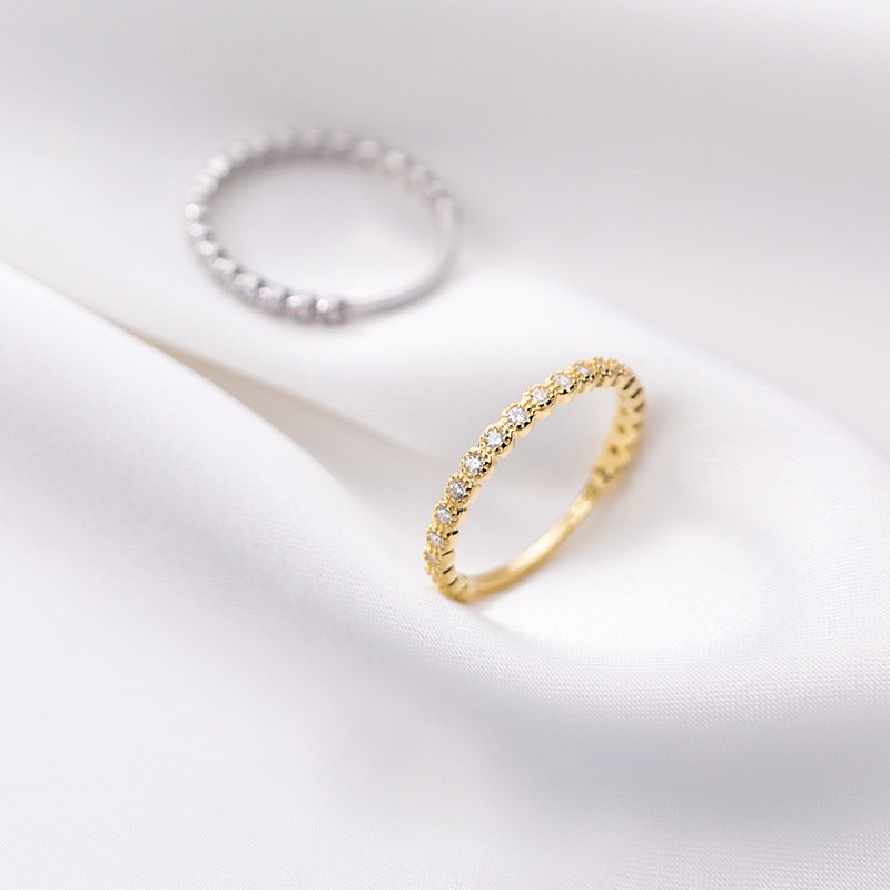 Nhẫn bạc nữ 925 đính nạm một hàng đá, nhẫn bạc Ý 925 mạ vàng trắng cao cấp DUYSON SILVER [NXK29]