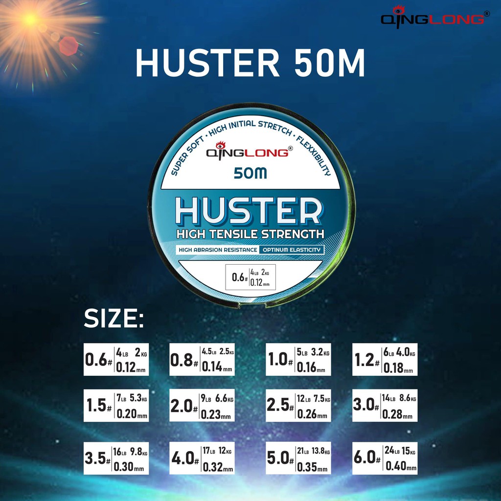 Cước câu cá, dây câu cá, dây linh, dây thẻo Huster Qinglong 50m
