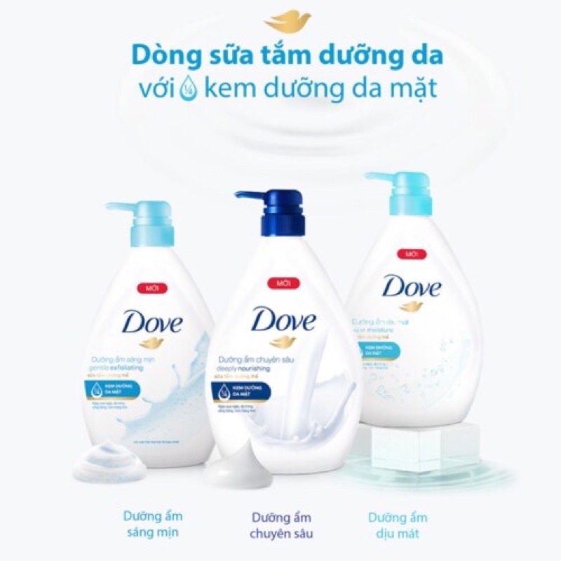 SỮA TẮM DOVE CHUYÊN SÂU 900g/ mềm mịn thiên nhiên 900gr