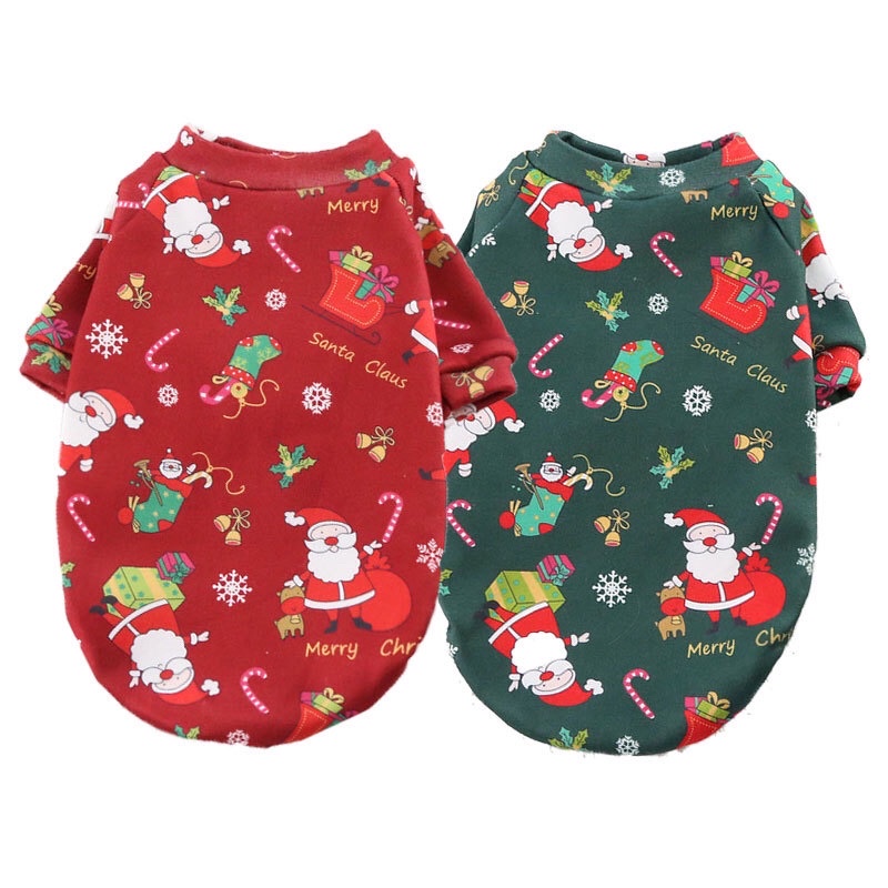 BST NOEL ÁO NỈ MỎNG KHÔNG KHÍ NOEL HOẠ TIẾT SANTA CLAUS  CHO THÚ CƯNG
