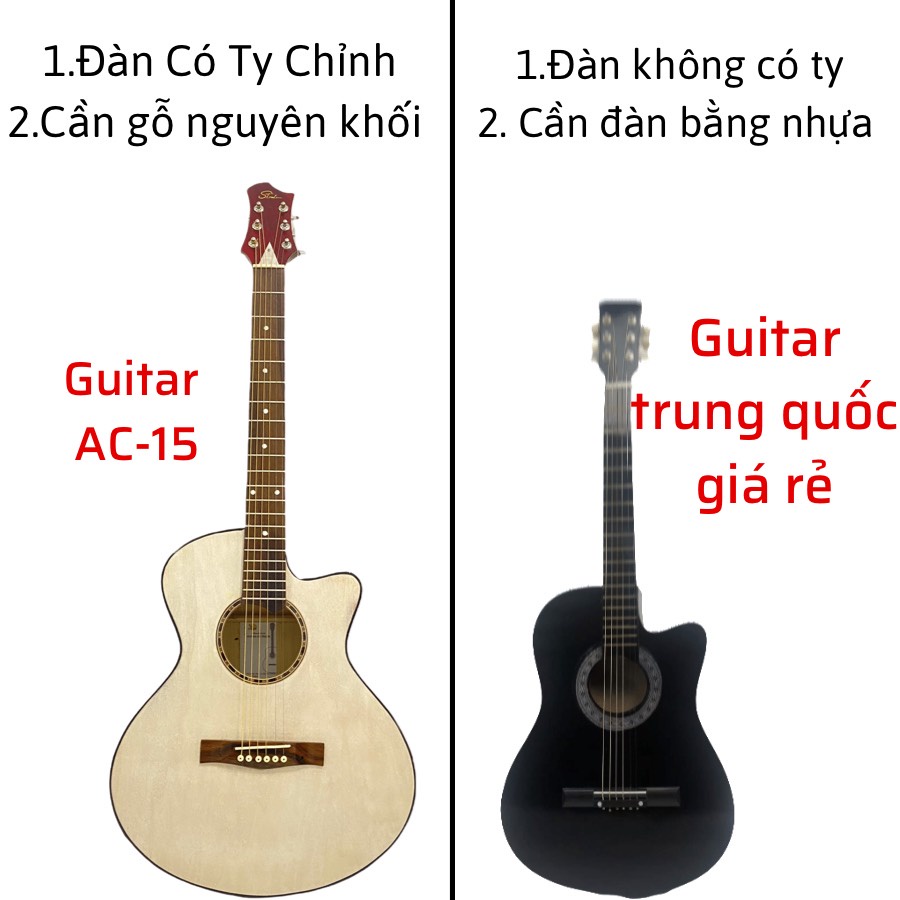 Đàn Guitar Acoustic AC-15 Có Ty Chỉnh Cần 2 Chiều Tặng Kèm 15 Món Phụ Kiện Bảo Hành 5 Năm