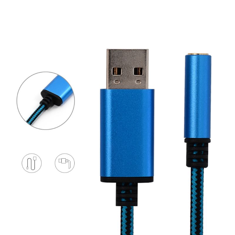 Cáp âm thanh chuyển đổi giắc cắm USB sang cổng cắm 3.5mm 2 trong 1 0.2/1m Btsgx