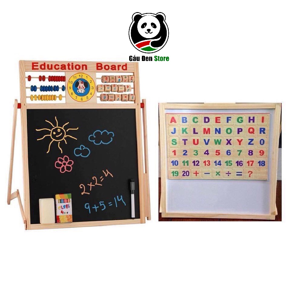 (Education Board) Bảng Ghép Nam Châm 2 Mặt Bằng Gỗ Giúp Bé Học Chữ Và Số