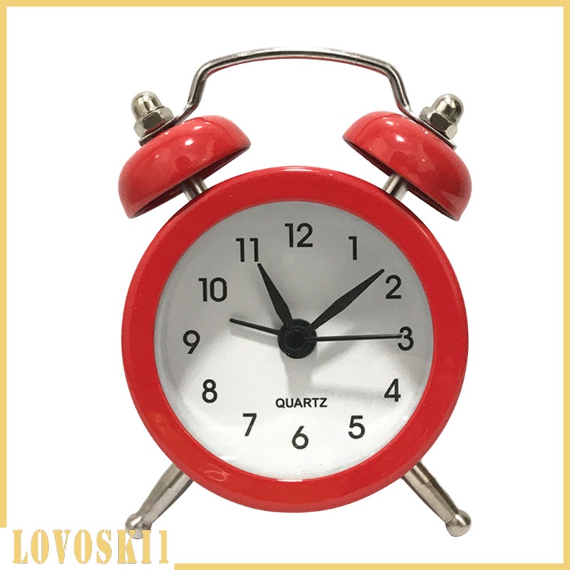 [LOVOSKI1]Battery Powered Quartz Alarm Clock, Loud Twin Bell, Bedside Clocks White