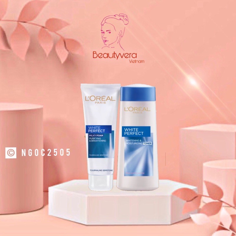 Bộ Sữa Rửa Mặt Và Nước Hoa Hồng L'Oréal Paris White Perfect 