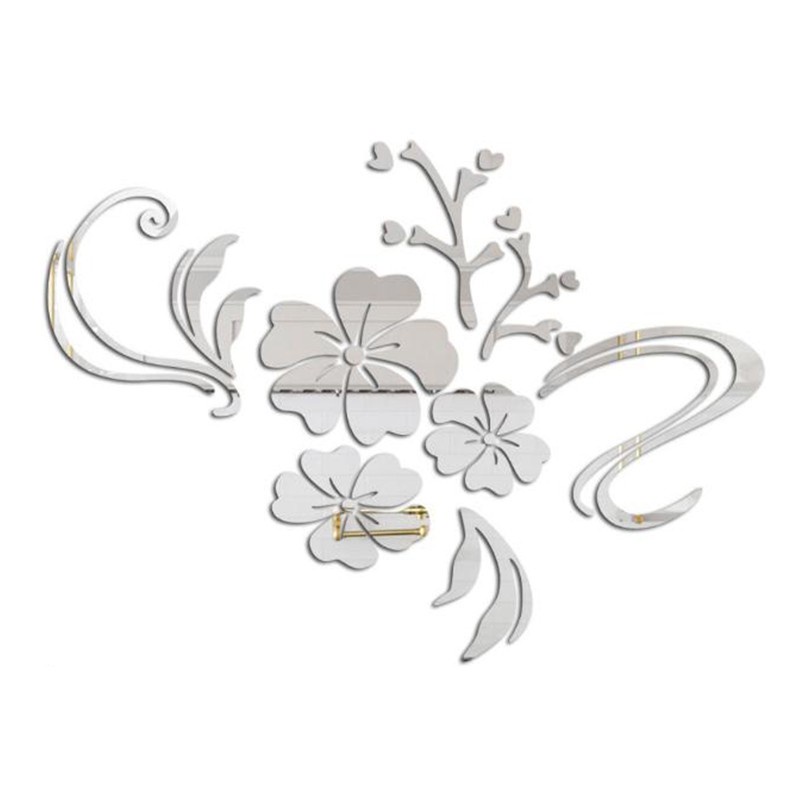 Sticker Dán Tường Bằng Acrylic Với Họa Tiết 3d Hình Bông Hoa Màu Gương Dùng Trong Trang Trí Phòng Ngủ trang trí nhà