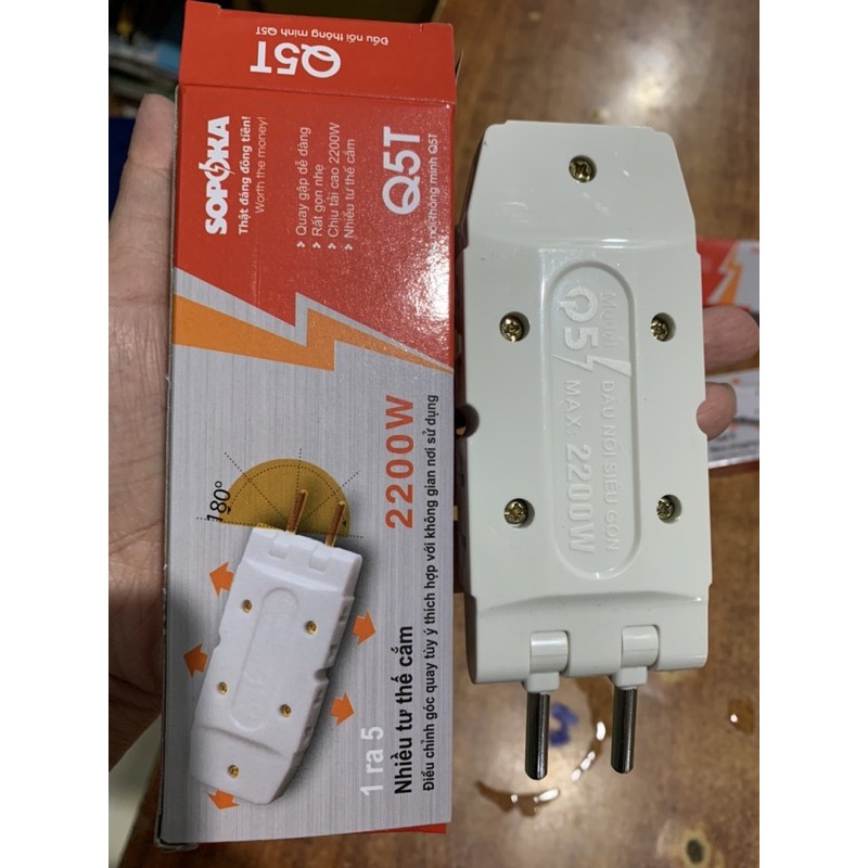 Ổ chia 5 chạc dẹt, đầu nối thông minh sopoka Q5T