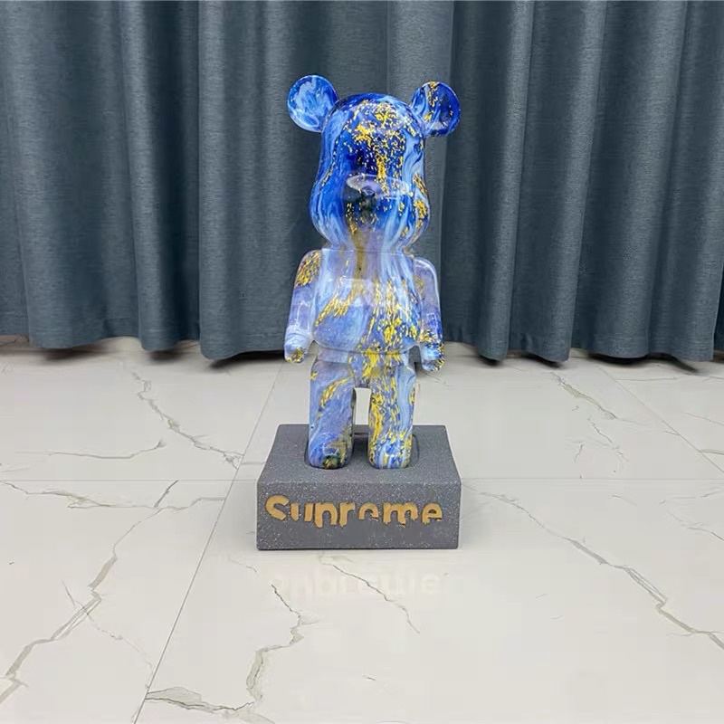 Tượng gấu bearbrick xanh vẩy sơn siêu đẹp