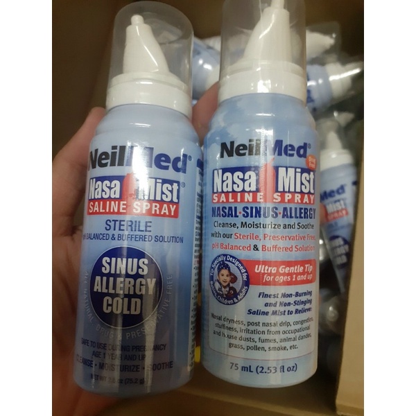 Bình xịt mũi neilmed nasa mist 75ml cho bé và người lớn (hàng tách set)