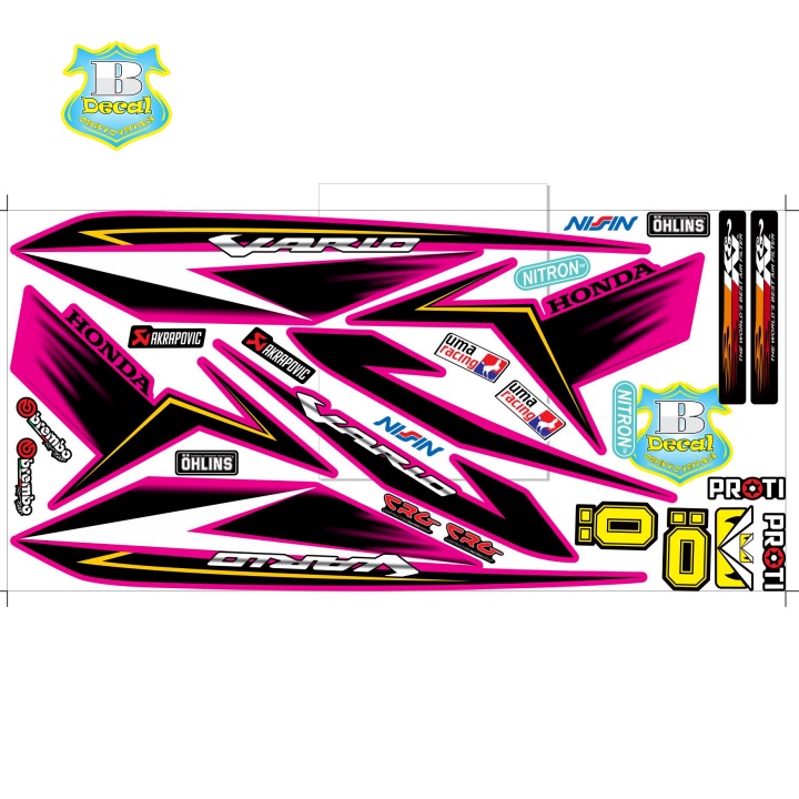 ( Quí khách vui lòng mang ra tiệm cho thợ dán ) Tem vario 2017 hồng