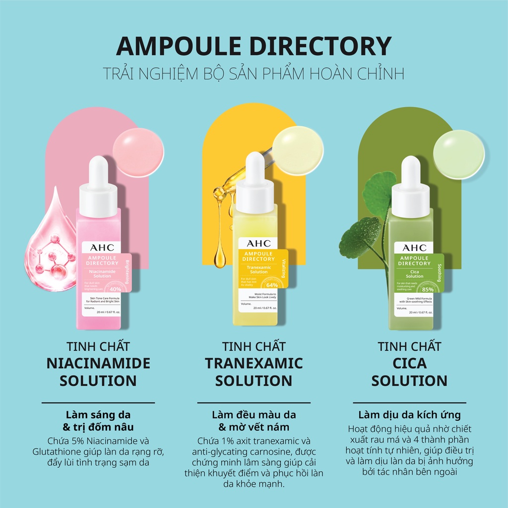 Tinh Chất Cô Đặc Tẩy Tế Bào Chết &amp; Thu Nhỏ Lỗ Chân Lông AHC Ampoule Directory Pha Solution 20ml