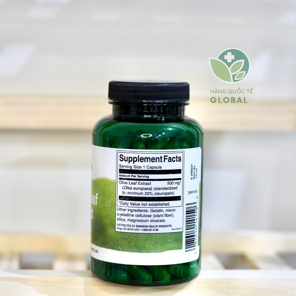 SWANSON OLIVE LEAF EXTRACT, 60 - 120 viên, Hỗ trợ tim mạch, ổn định huyết áp