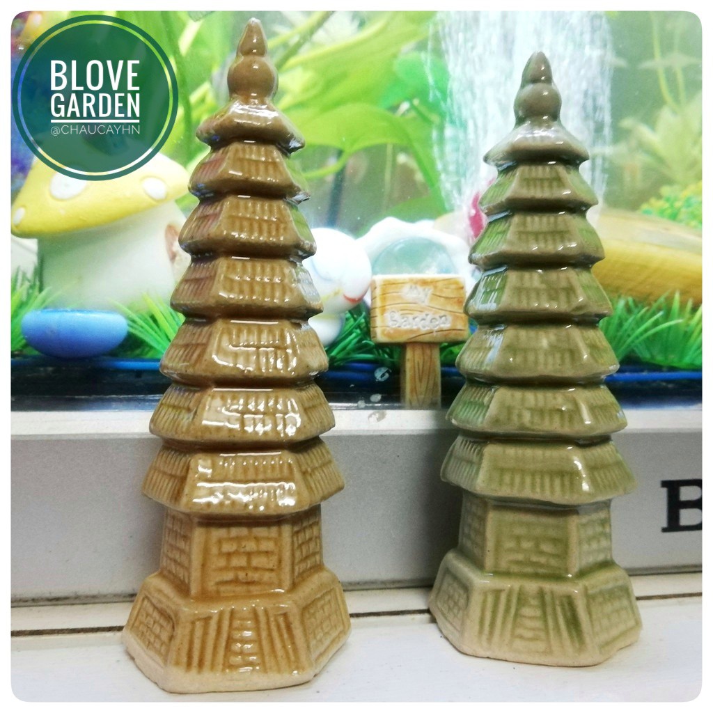 [GIÁ SỐC - GIẢM 30%]Mô hình gốm Tháp tròn mini phụ kiện trang trí tiểu cảnh hòn non bộ bể cá chậu cây bonsai