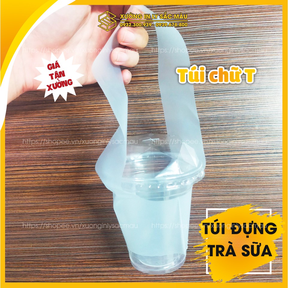 1Kg Túi bọc đựng trà sữa cà phê mang đi hàng cao cấp loại 1 - túi 1 ly, túi 2 ly, túi chữ T