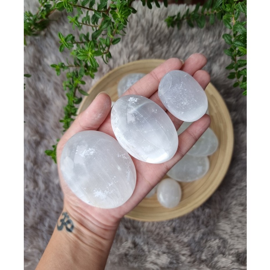 Viên đá thanh tẩy Selenite - Palm Selenite khuếch đại năng lượng dùng trong Tarot, Reiki, phong thủy, thiền địn