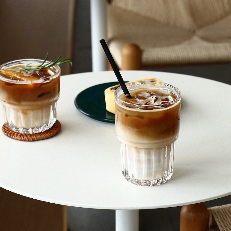 Ly thủy tinh cao cấp Daisy Decor uống trà cafe họa tiết vân dọc có 3 size lựa chọn
