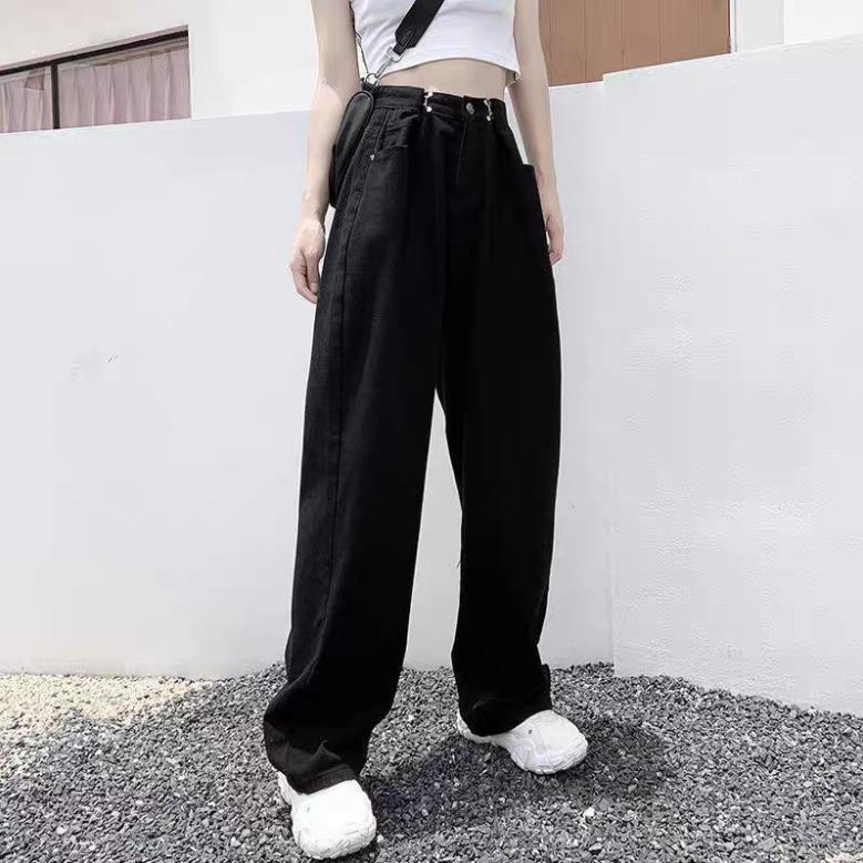 Quần Jean Ống Rộng Gài Eo Ulzzang Basic Unisex cực tôn dáng | BigBuy360 - bigbuy360.vn