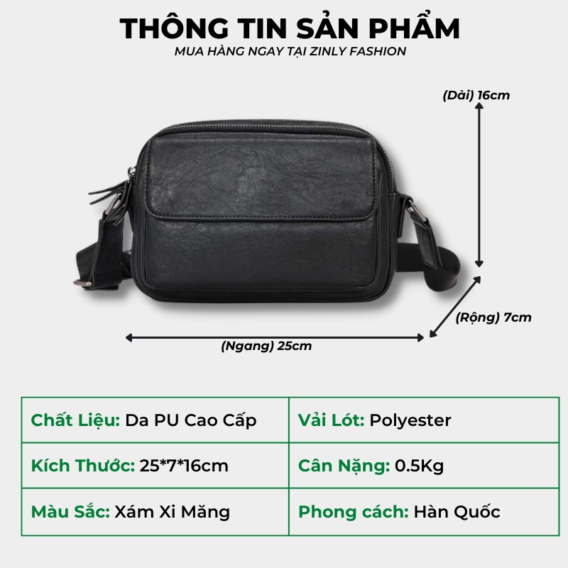 Túi đeo chéo nam nữ da thời trang unisex phong cách chất liệu cao cấp ZINLY