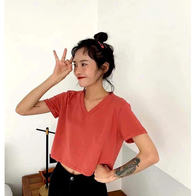 [FREESHIP ĐƠN TỪ 50K] Áo croptop trơn cổ tim full màu DTR0619