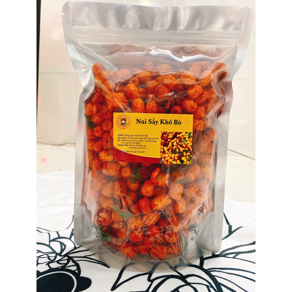 500G Nui Sấy Khô Bò Lá Chanh, Giòn ngon, Đậm Vị, Mami Food