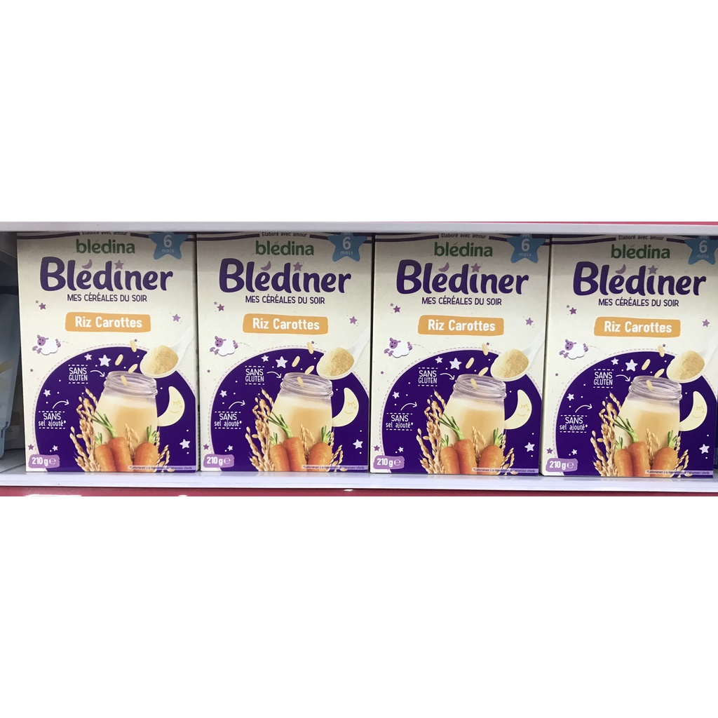 Bột pha sữa ban đêm vị gạo-cà rốt Bledina trẻ từ 6 tháng tuổi date 02.2023