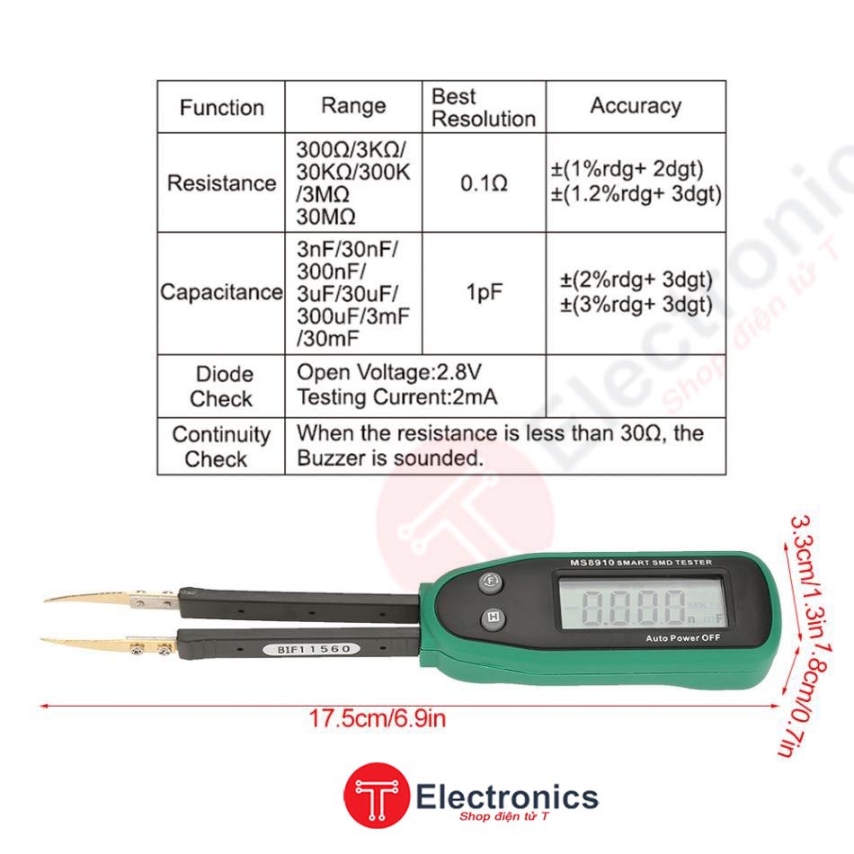 Đồng hồ đo linh kiện dán MS8910