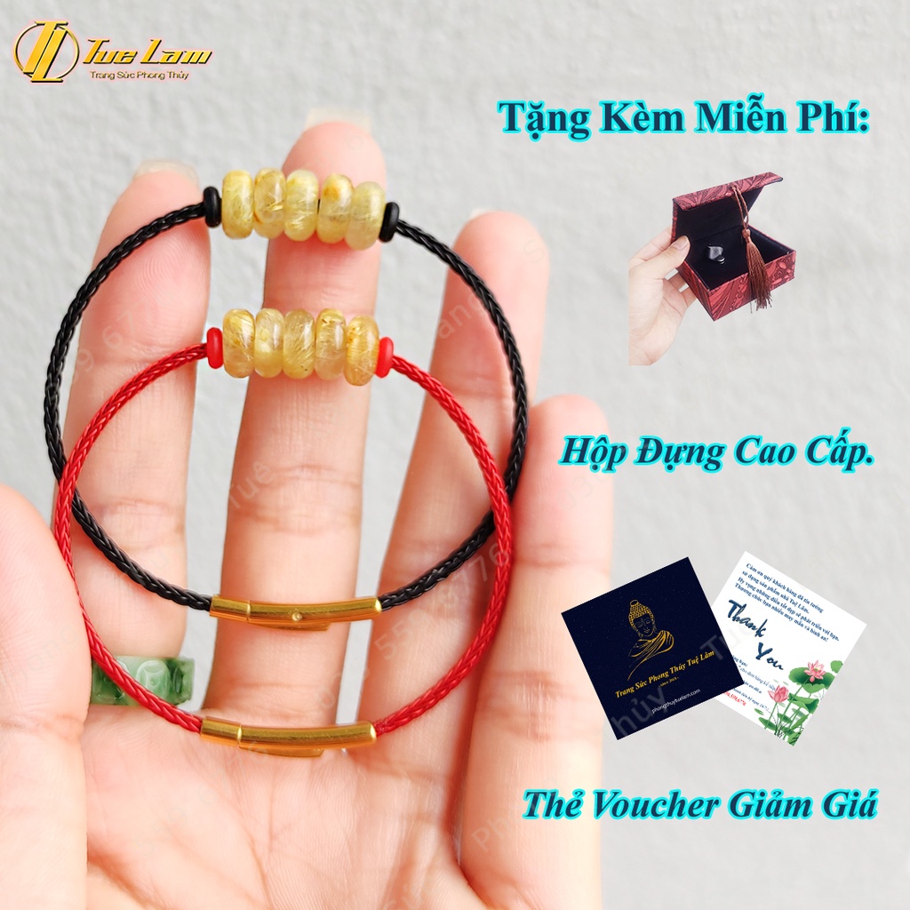 Vòng tay ngũ điếu tài lộc hạt màu tóc vàng hợp mệnh kim thổ - Tuệ Lâm