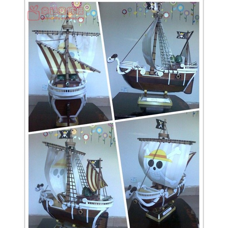 Đồ chơi Cắt dán Giấy 3D Mô hình Thuyền Going Merry và Thousand Sunny nhóm Mũ Rơm