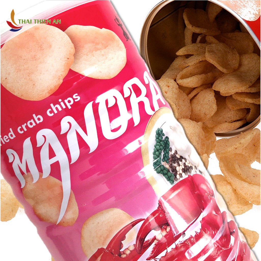 Bánh phồng tôm vị cua MANORA Thái Lan 90gr - lon - snack phồng tôm - fried crab chips