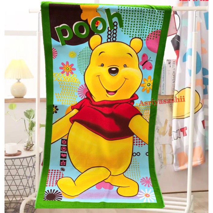 Khăn Tắm T2J7 Mềm Mại Bền Bỉ Họa Tiết Nhân Vật Gấu POOH Chất Lượng Cao Cho Người Lớn Và Trẻ Em