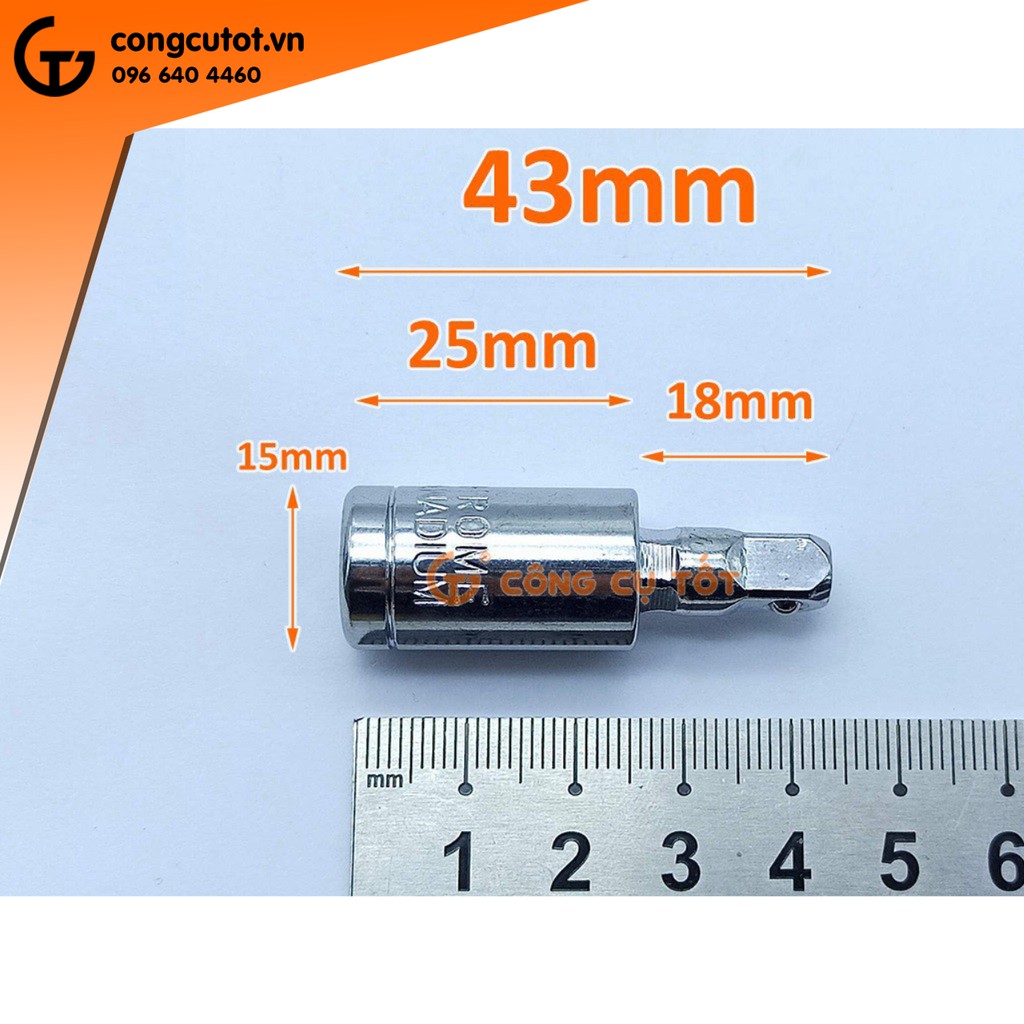 Khớp nối khẩu 1/4 thép CrV dài 43mm