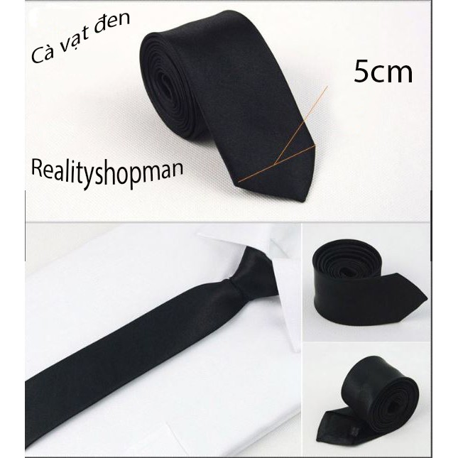 [Giá sỉ ] Cà vạt nam đen bản 5cm