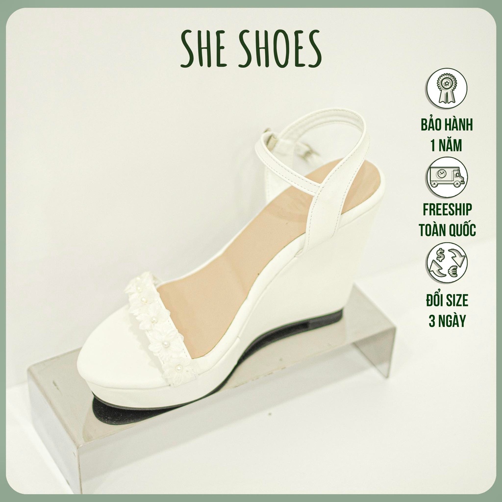 SNDAL XUỒNG CƯỚI, sandal xuồng 11p ĐÍNH HOA SIÊU XINH, ĐỘC QUYỀN BỞI SHESHOES ( NEW ARRIVAL) - SDX11003