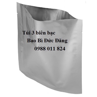 1kg túi nilon ép 3 biên hai mặt bạc, túi bạc hàn nhiệt