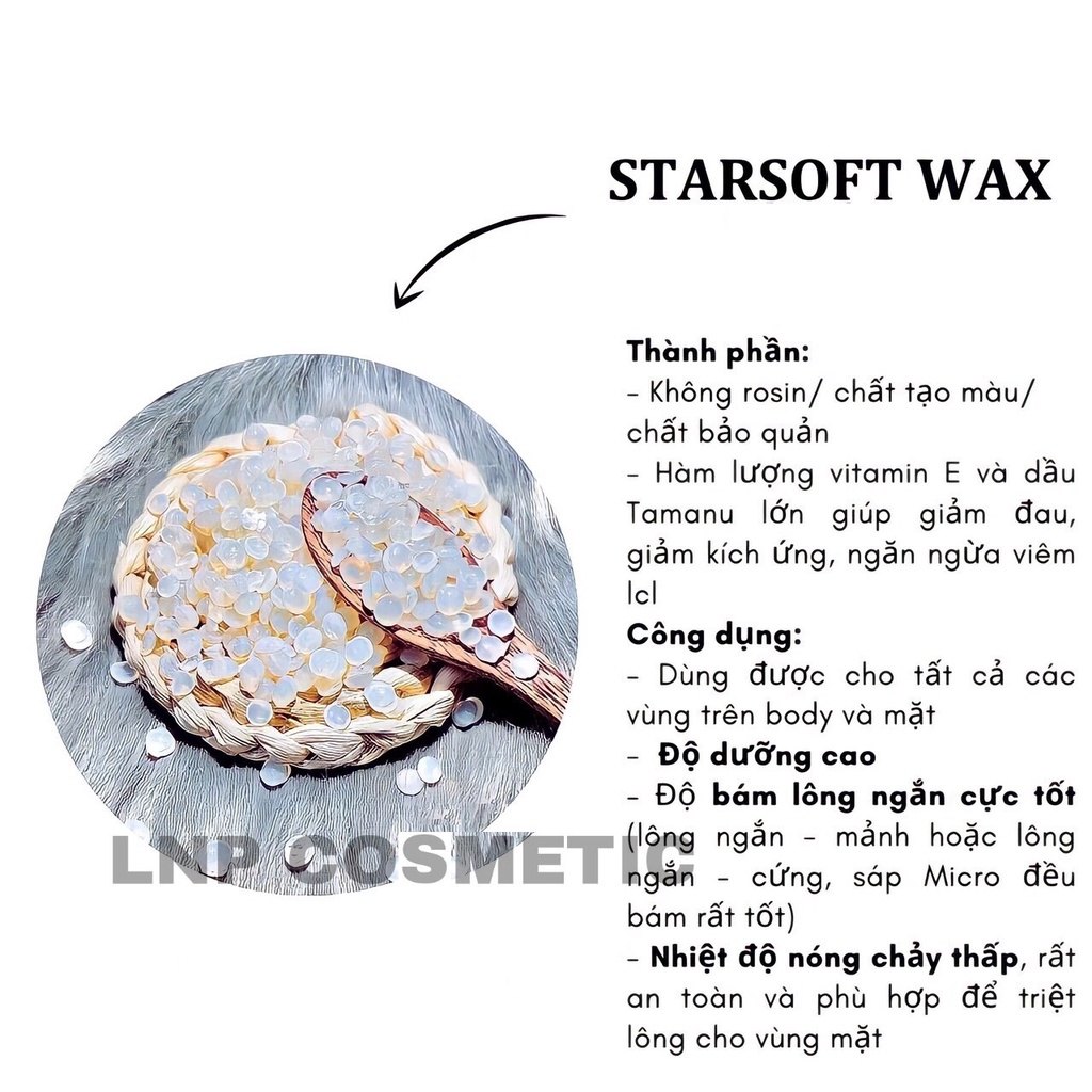 Sáp Wax lông nóng hạt dậu Hard Beans nhập khẩu, bám dính tốt, không gây hại cho da